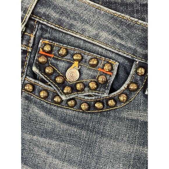 True Religion Women Billy Straight Boot Stud Flap Pocket Dark Wash Jeans 28 x 33 - Picture 3 of 15